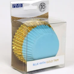 Cupcake Vormpjes PME Blauw met Gouden Rand 30 stuks
