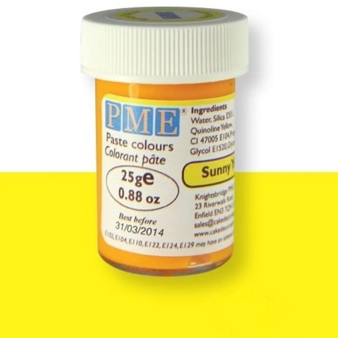 Kleurstof gel PME Sunny Yellow 25 gram
