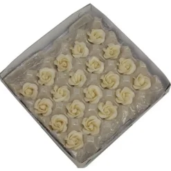 Marsepein rozen 6 blads 40mm 20 stuks, Wit Luxe