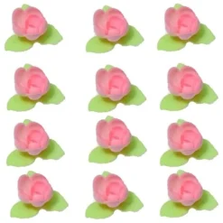 Ouwel rozen met 3 groene blaadjes Roze, 81 stuks
