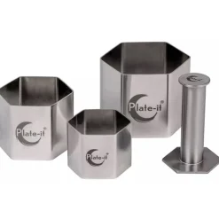 Plate-it Garneerringen Hexagon met Pusher Set/4