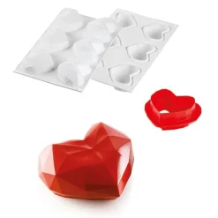 Silikomart Siliconen Bakvorm Hart Origami (6x) 7,4x8,4x3,5cm