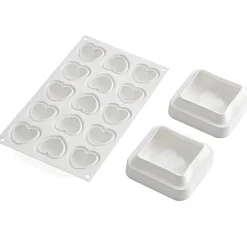 Silikomart Siliconen Kit Hartjes (15) 4,5x4,4cm / 10x10cm