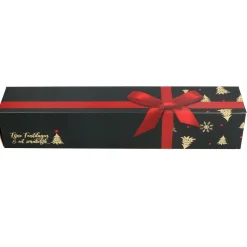 Staafkoker 32x6x6cm. Zwart met Strik (Kerst)**