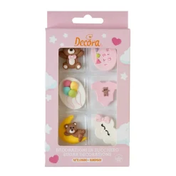 Suikerdecoratie Baby Roze 4cm 6st.