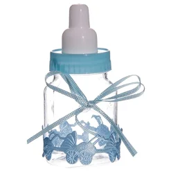 Taartdecoratie Baby Zuigfles Blauw 9cm