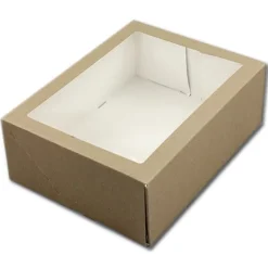 Taartdoos met venster 26x20x9cm. Kraft 50st