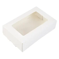 Taartdoos met venster 19x12,5x5cm. Wit 3st