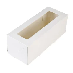 Taartdoos met venster 26x12x7cm. Wit 3st