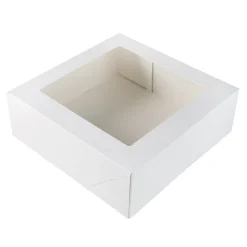 Taartdoos met venster 26x26x9cm. Wit 3st