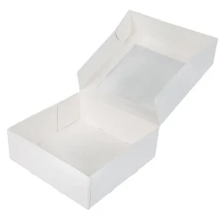 Taartdoos met venster 26x26x9cm. Wit 3st