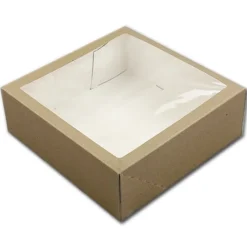Taartdoos met venster 26x26x9cm. Kraft 3st