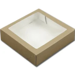 Taartdoos met venster 19x19x5cm. Kraft 50st