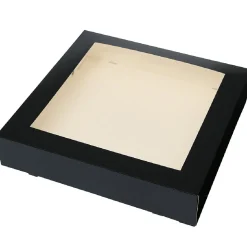 Taartdoos met venster 30x30x6cm. Zwart 3st