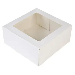 Taartdoos met venster 21x21x9cm. Wit 50st
