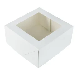 Taartdoos met venster 19x19x9cm. Wit 3st