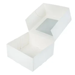 Taartdoos met venster 19x19x9cm. Wit 3st