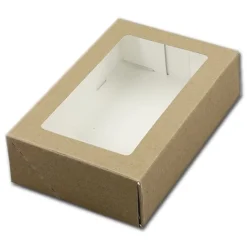 Taartdoos met venster 19x12,5x5cm. Kraft 3st