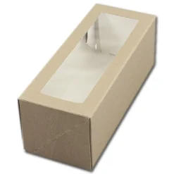 Taartdoos Slof met venster 25x10x9cm. Kraft 50st