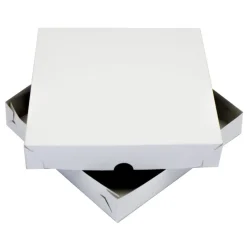Taartdoos Zwanenhals Laag Model 25x25x4,5cm. Wit 10st