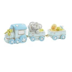 Taarttopper Treintje Blauw Polystone 9x2,5cm